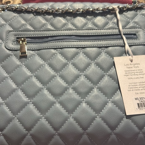 Chanel style Quilted Leather messenger Bag - Gray blue - Picture 2 of 4
